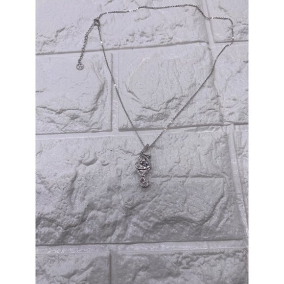 Women’s Love Cubic Zircon Necklace Sliver Tone - Picture 12 of 14
